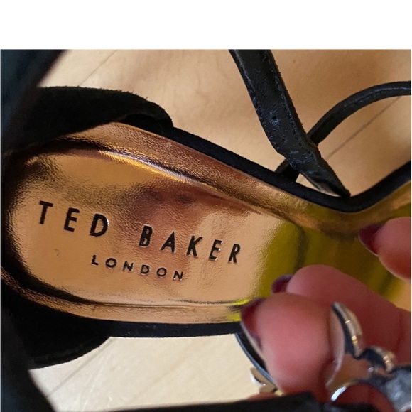 Ted Baker NEW black suede heels ankle 3 straps - Picture 5 of 12